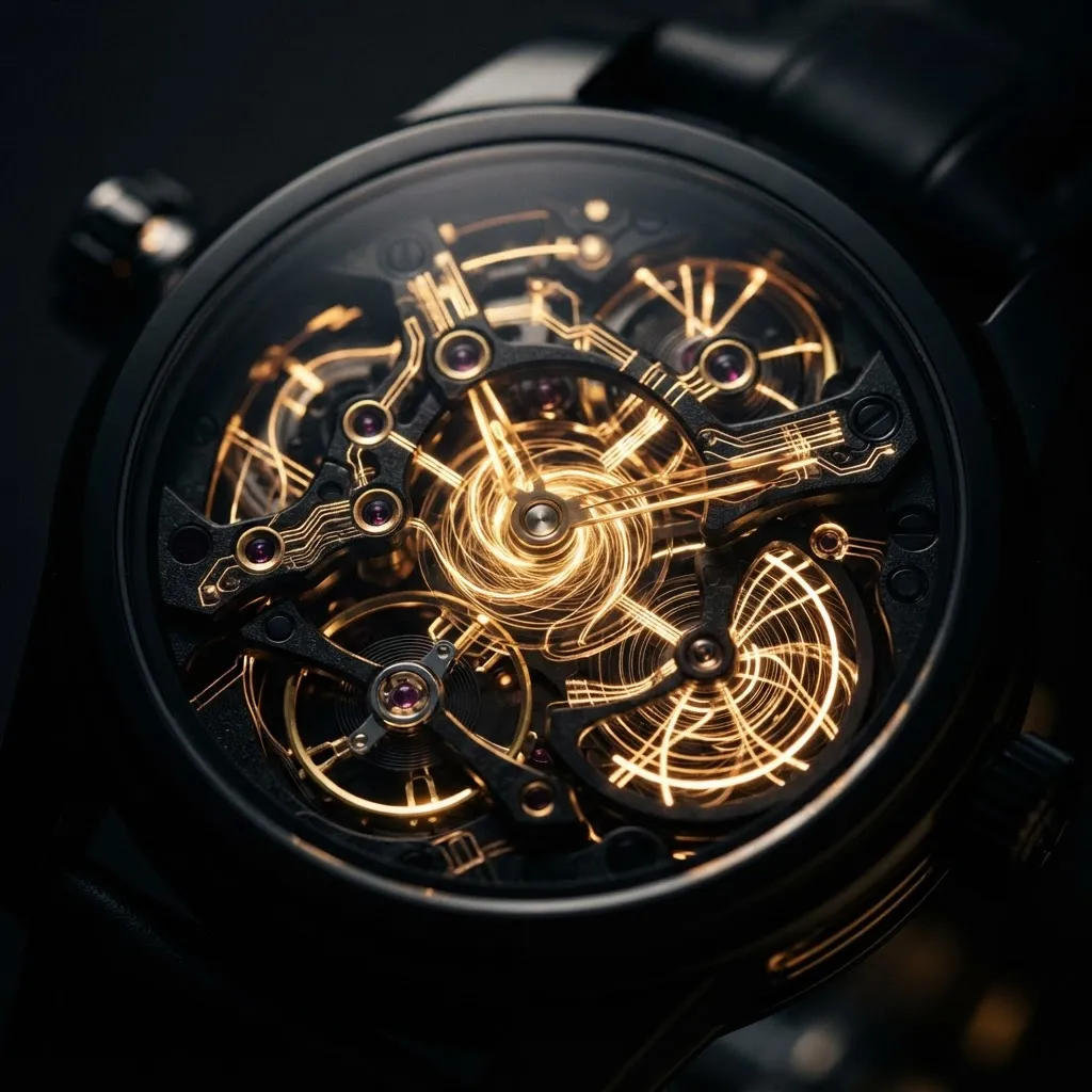 Abstract dark gold mechanical detail